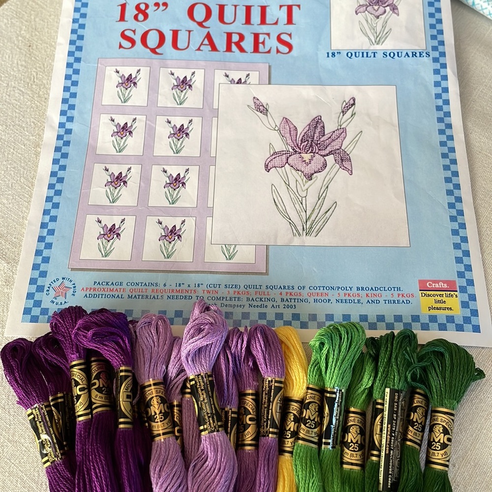 Jack Dempsey (2003) 18” quilt squares (6), item 732, pattern #274, Iris